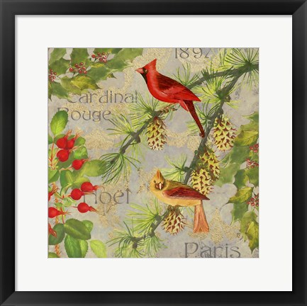 Framed Christmas Birds II Print