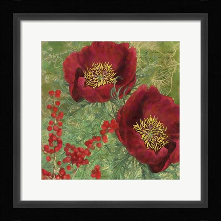 Framed Red Christmas Roses Print