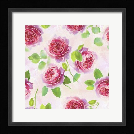Framed Tossed Pink Roses Print