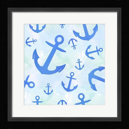 Framed Blue Anchors Print