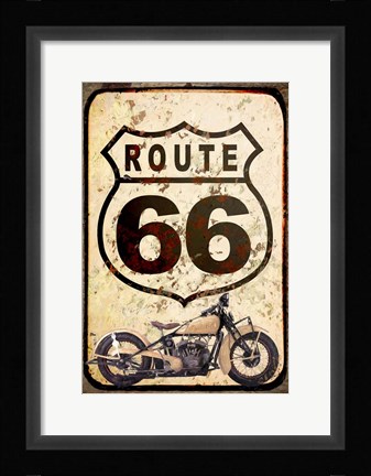 Framed Route 66 Sign With Indian Scout Print