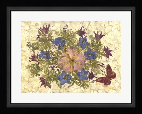Framed Butterfly And Flowers 1 Print
