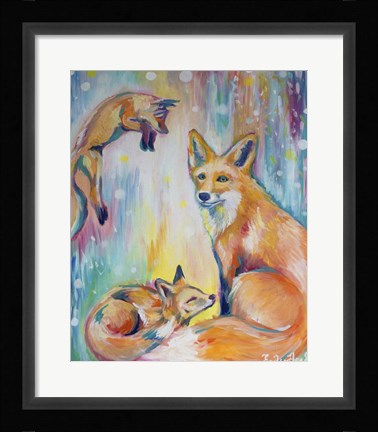 Framed Psychedelic Foxes Print