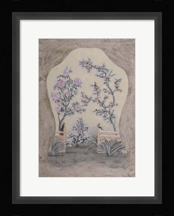 Framed Decorazione Con Uccelletti Sugli Alberi Print