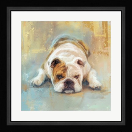 Framed Bulldog With The Blues Print