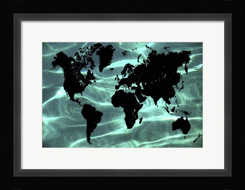 Framed Pure Ocean World Map 1 Print