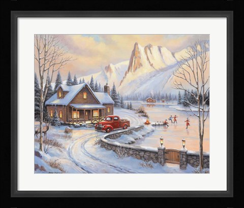 Framed Skating in the Rockies Print