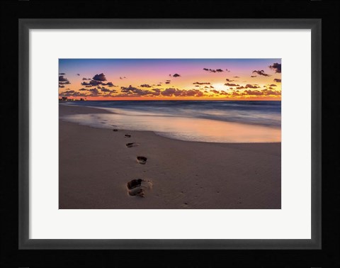 Framed Footsteps At Sunrise Print