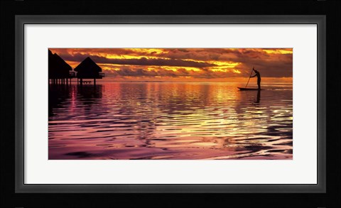 Framed Paddling Into The Sunset Print