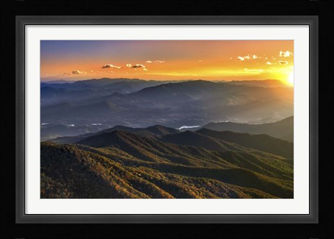 Framed Smoky Mountains Sunset Print