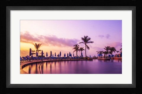 Framed Sunset By The Pool Print
