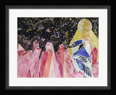 Framed Cosmic Crystal Blue Jay Print