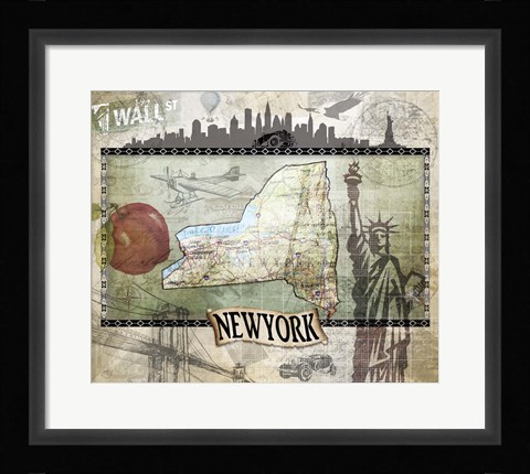 Framed Vintage State NewYork Print
