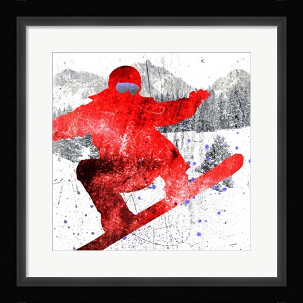 Framed Extreme Snowboarder 01 Print