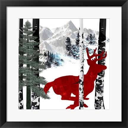 Framed Winter Deer Print