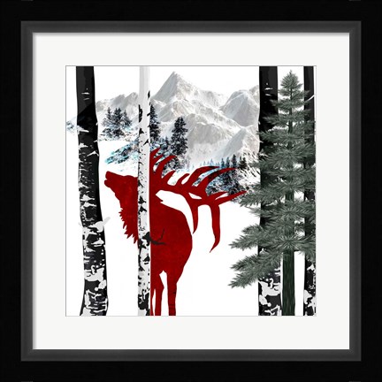 Framed Winter Elk Print