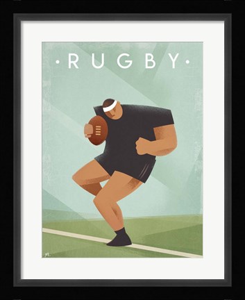 Framed Vintage Rugby Print