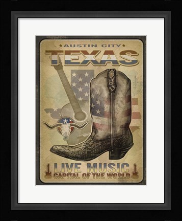 Framed Austin Tex Music Print