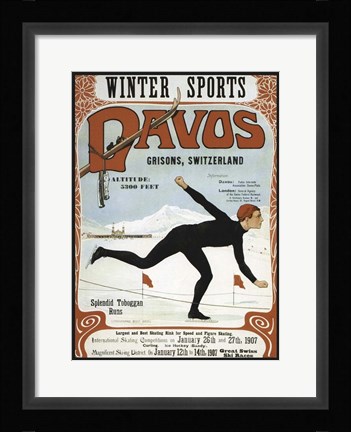 Framed Davos Winter Sports 1907 Print