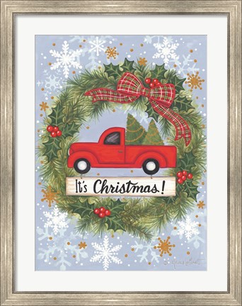 Framed Red Truck Christmas Print
