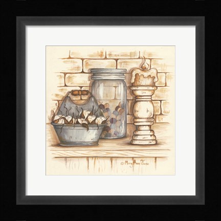 Framed Cotton Balls and Berries Print