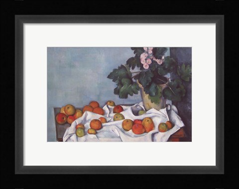 Framed Still Life with Apples and a Pot of Primroses Print