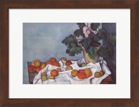 Framed Still Life with Apples and a Pot of Primroses Print