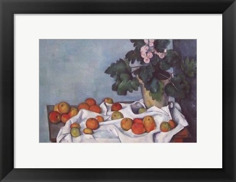 Framed Still Life with Apples and a Pot of Primroses Print