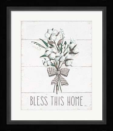 Framed Blessed II Black Bow Print