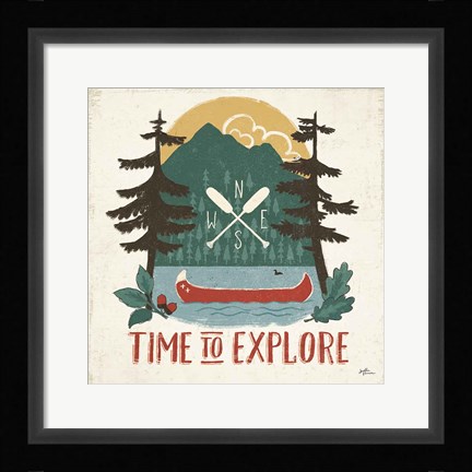 Framed Vintage Lake VI No Lines Print