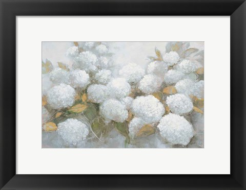 Framed Annabelle Hydrangeas Blue Gray Crop Print