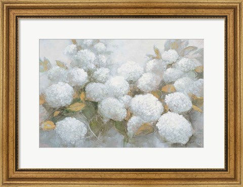Framed Annabelle Hydrangeas Blue Gray Crop Print