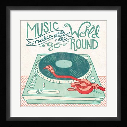 Framed Retro Record Player Print