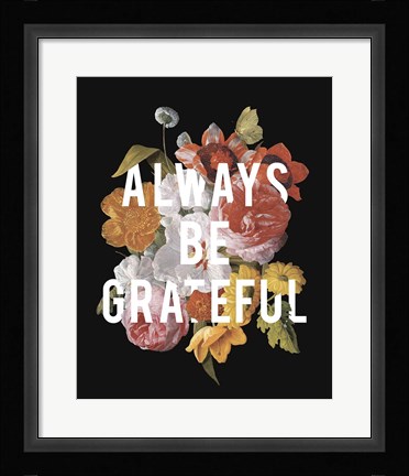 Framed Floral Sentiment I Black Crop Print