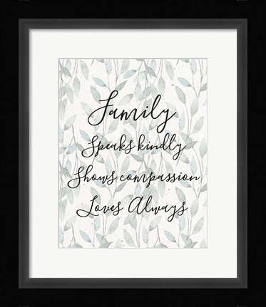 Framed Family Speaks Kindly - Leaves Print