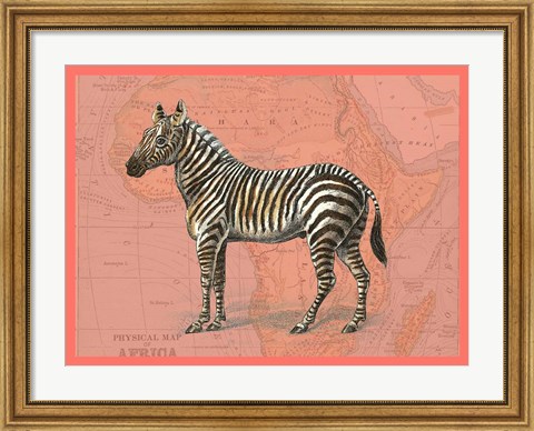 Framed African Animals on Coral IV Print