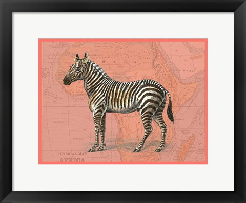 Framed African Animals on Coral IV Print