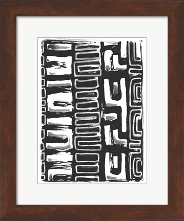 Framed African Textile Woodcut I Print