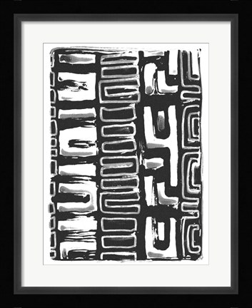 Framed African Textile Woodcut I Print