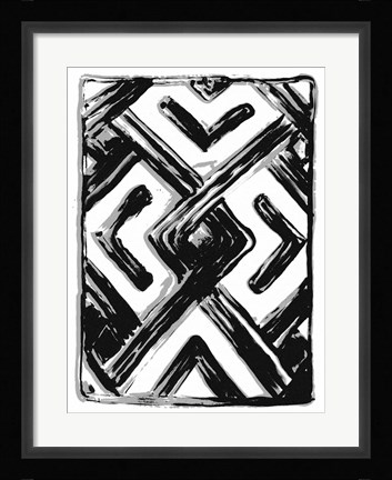 Framed African Textile Woodcut IV Print