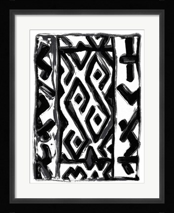 Framed African Textile Woodcut V Print