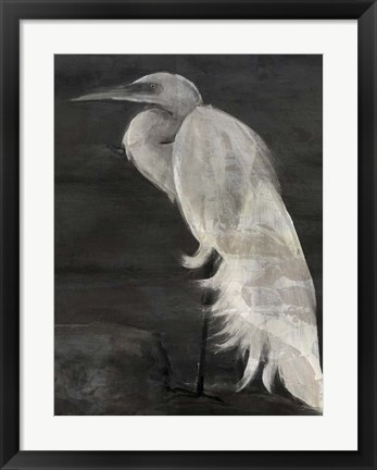 Framed Textured Egret I Print