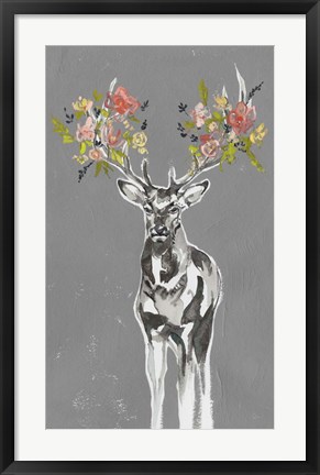 Framed Deer &amp; Flowers II Print