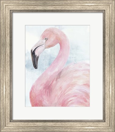 Framed Pink Flamingo Portrait II Print