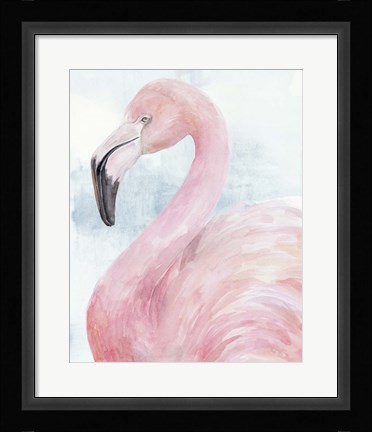 Framed Pink Flamingo Portrait II Print
