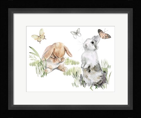 Framed English Bunnies I Print