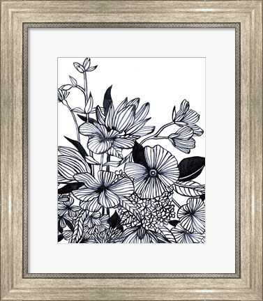 Framed Wildflower Tangle I Print