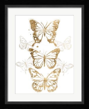 Framed Gold Butterfly Contours I Print