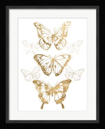 Framed Gold Butterfly Contours II Print