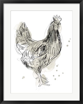 Framed Feathered Fowl I Print